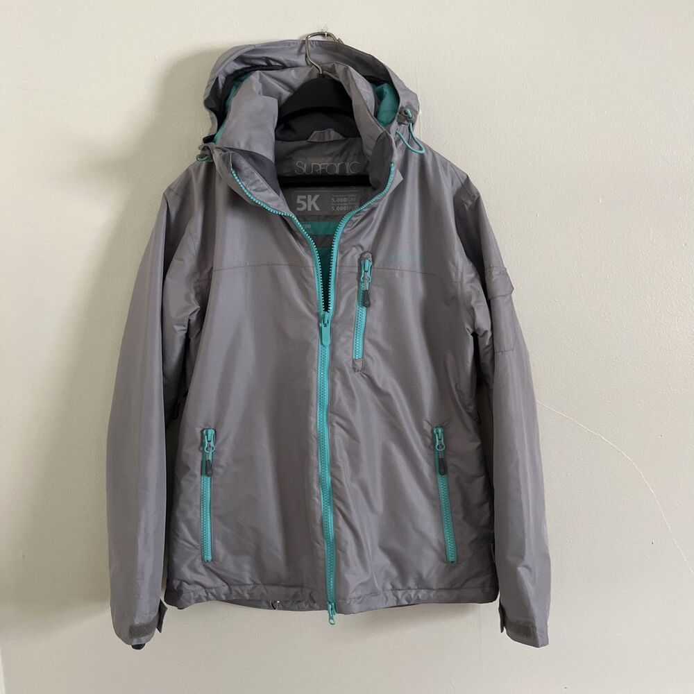 Surfanic Womens Sugar Comet Surftex Insulated Snow Ski Jacket, Gray/Teal- Large